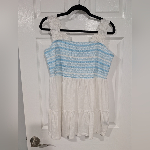 Torrid Cotton Modal Slub Square Neck Smocked Babydoll Tank in Size 1 (14/16) - Picture 2 of 11